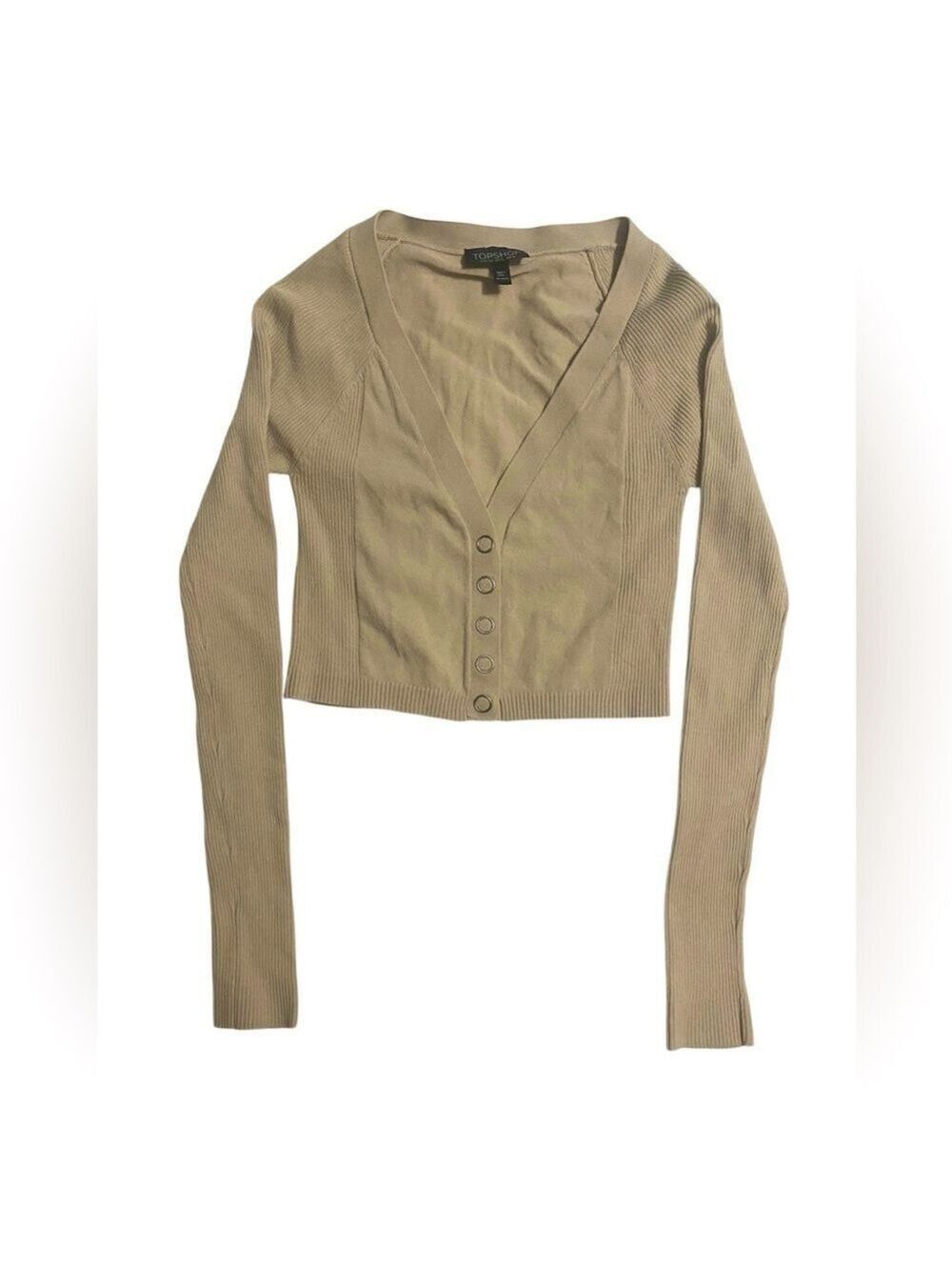 Topshop Taupe Cropped snap-Up Cardigan Size 4 NWOT
